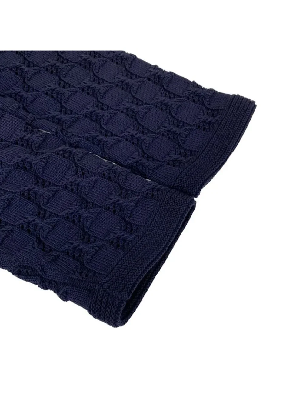 Chanel Cardigan M Navy Long Sleeve Cotton